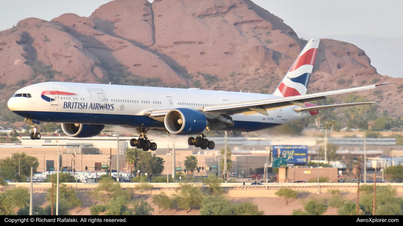 Photo of G-STBI - British Airways Boeing 777-300ER at PHX on AeroXplorer Aviation Database