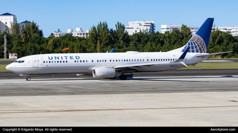 Photo of N68453 - United Airlines Boeing 737-900ER at SJU on AeroXplorer Aviation Database