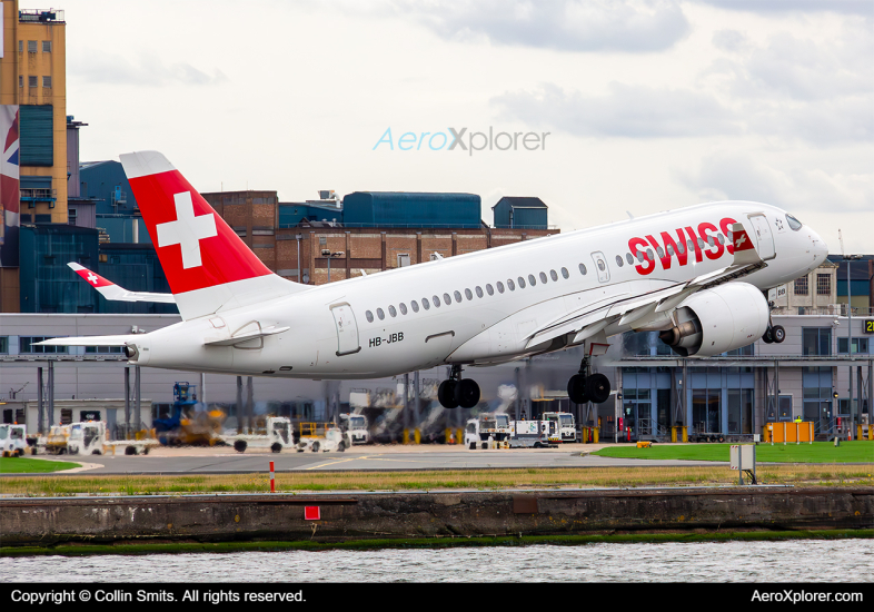 Photo of HB-JBB - Swiss International Air Lines Airbus A220-100 at LCY on AeroXplorer Aviation Database