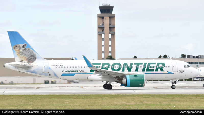 Photo of N331FR - Frontier Airlines Airbus A320NEO at FLL on AeroXplorer Aviation Database