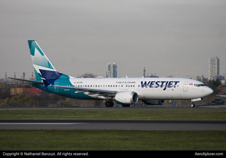 Photo of C-FCTK - WestJet Boeing 737 MAX 8 at YYZ on AeroXplorer Aviation Database