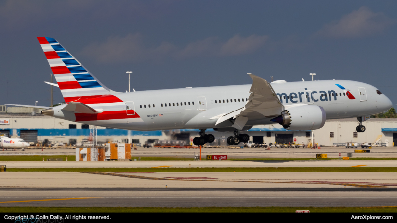 Photo of N879BH - American Airlines Boeing 787-8 at MIA on AeroXplorer Aviation Database
