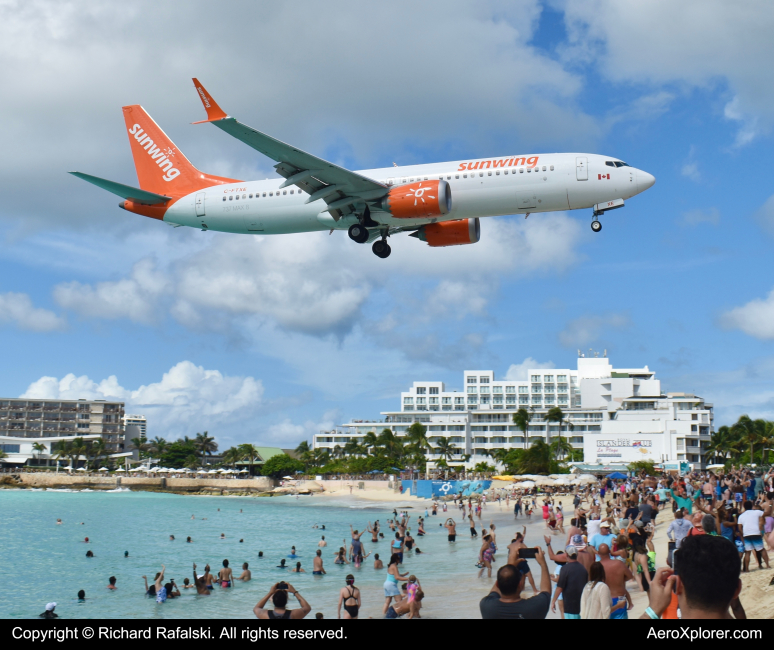 Photo of C-FTXE - Sunwing Airlines Boeing 737 MAX 8 at SXM on AeroXplorer Aviation Database