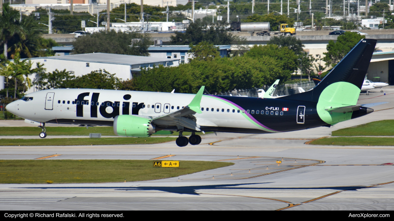 Photo of C-FLKI - Flair Airlines Boeing 737 MAX 8 at FLL on AeroXplorer Aviation Database
