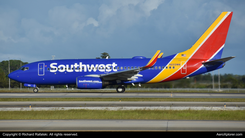 Photo of N222WN - Southwest Airlines Boeing 737-700 at MCO on AeroXplorer Aviation Database