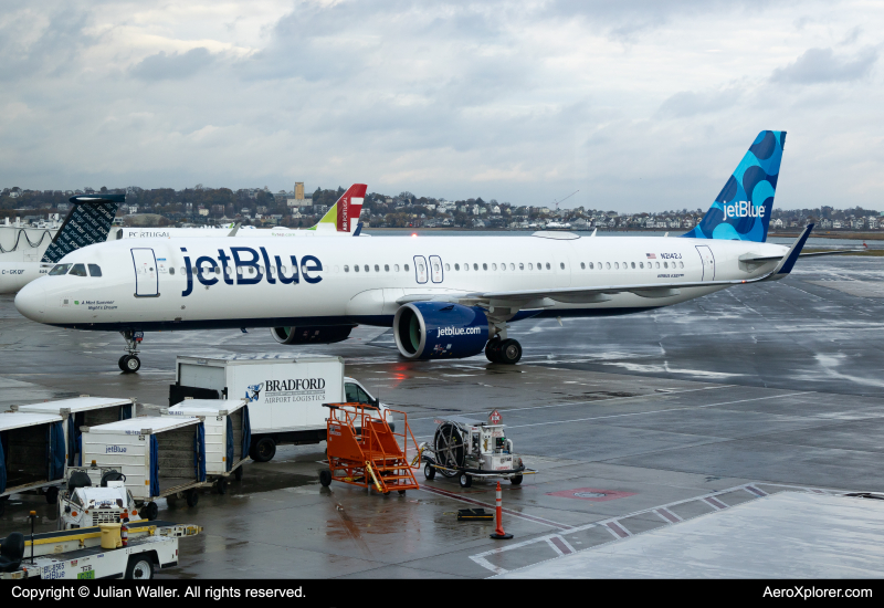 Photo of N2142J - JetBlue Airways Airbus A321NEO at BOS on AeroXplorer Aviation Database