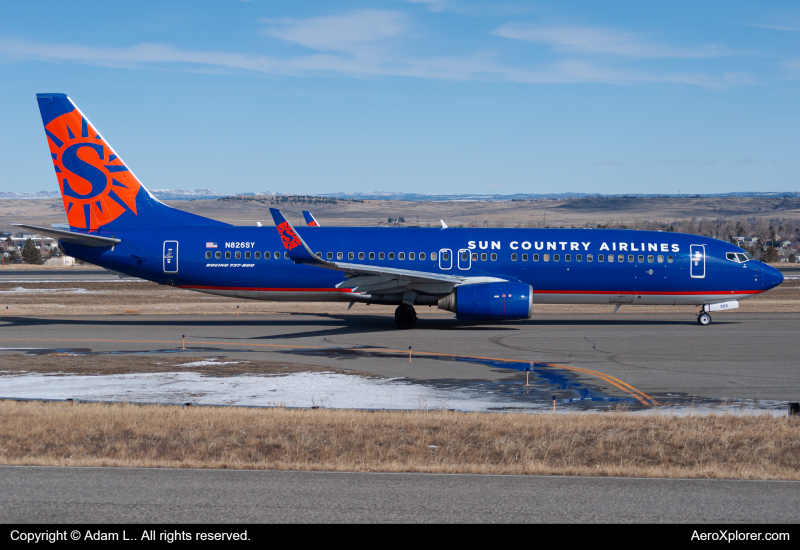 Photo of N826SY - Sun Country Airlines Boeing 737-800 at BIL on AeroXplorer Aviation Database
