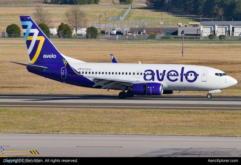 Photo of N708VL - Avelo Airlines Boeing 737-700 at RDU on AeroXplorer Aviation Database
