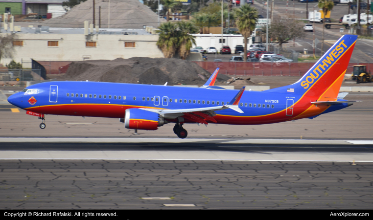 Photo of N872CB - Southwest Airlines Boeing 737 MAX 8 at PHX on AeroXplorer Aviation Database