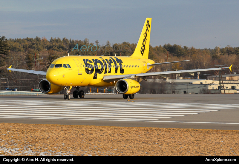 Photo of N534NK - Spirit Airlines Airbus A319 at KMHT on AeroXplorer Aviation Database
