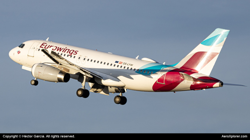 Photo of oe-lyw - Eurowings Airbus A319 at AGP on AeroXplorer Aviation Database