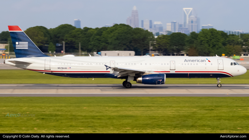 Photo of N578UW - American Airlines Airbus A321-200 at CLT on AeroXplorer Aviation Database