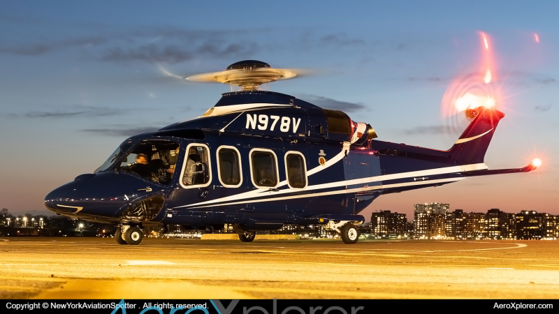 Photo of N978V - PRIVATE Agusta Westland AW139 at JRA on AeroXplorer Aviation Database