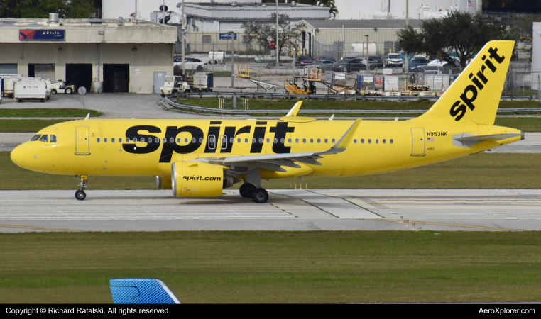 Photo of N953NK - Spirit Airlines Airbus A320NEO at FLL on AeroXplorer Aviation Database
