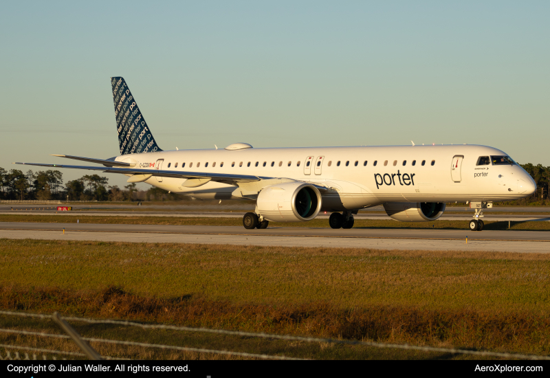 Photo of C-GZQV - Porter Airlines Embraer E195-E2 at MCO on AeroXplorer Aviation Database