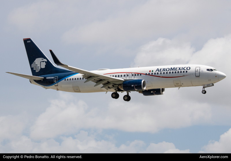 Photo of N950AM - Aeromexico Boeing 737-800 at MIA on AeroXplorer Aviation Database