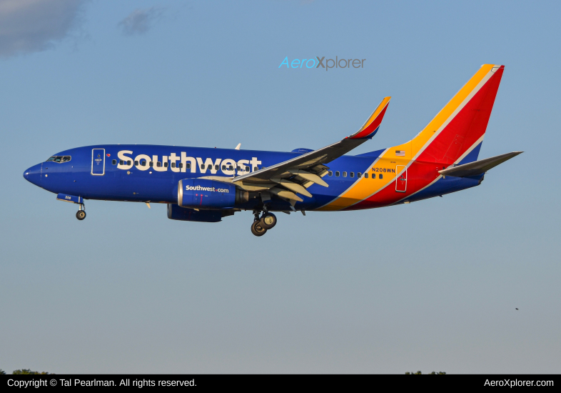Photo of N208WN - Southwest Airlines Boeing 737-700 at BWI on AeroXplorer Aviation Database