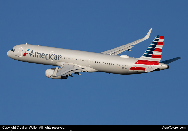 Photo of N129AA - American Airlines Airbus A321-200 at CLT on AeroXplorer Aviation Database