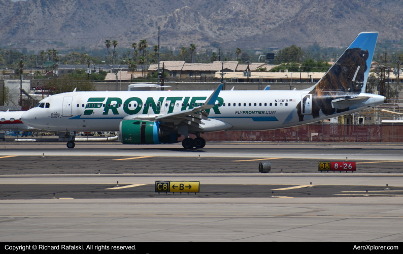 Photo of N313FR - Frontier Airlines Airbus A320NEO at PHX on AeroXplorer Aviation Database