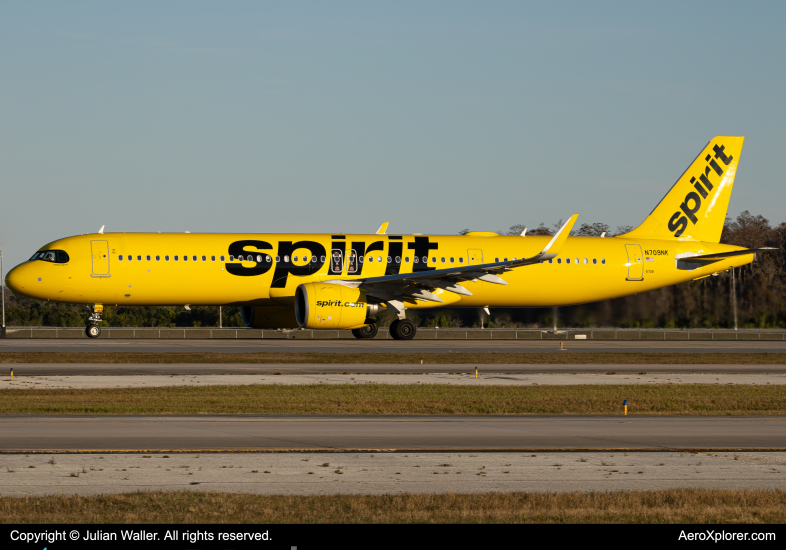 Photo of N709NK - Spirit Airlines  Airbus A321NEO at MCO on AeroXplorer Aviation Database