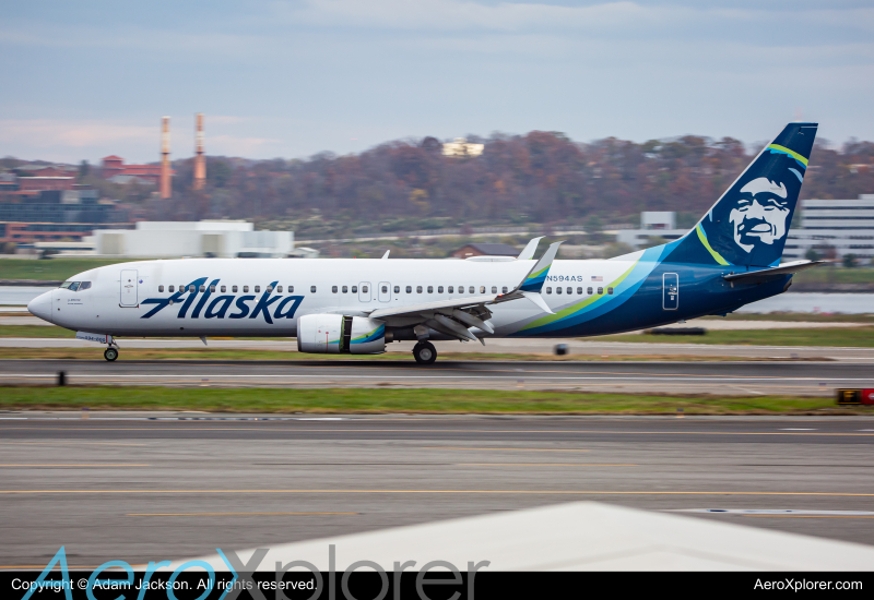 Photo of N594AS - Alaska Airlines Boeing 737-800 at DCA on AeroXplorer Aviation Database