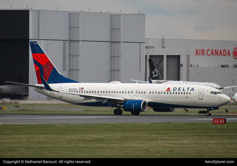 Photo of N3757D - Delta Airlines Boeing 737-800 at YYZ on AeroXplorer Aviation Database