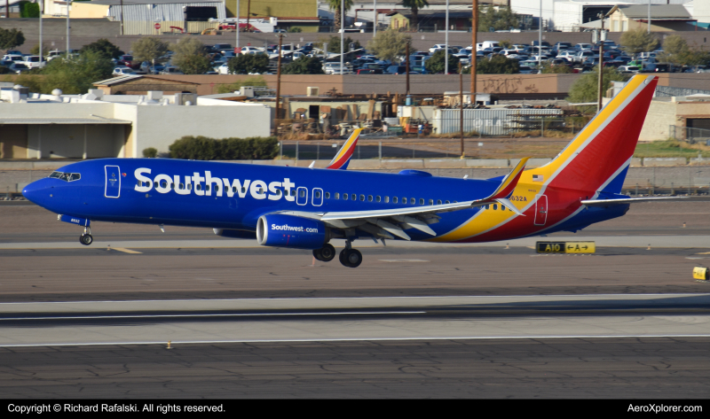 Photo of N8632A - Southwest Airlines Boeing 737-800 at PHX on AeroXplorer Aviation Database