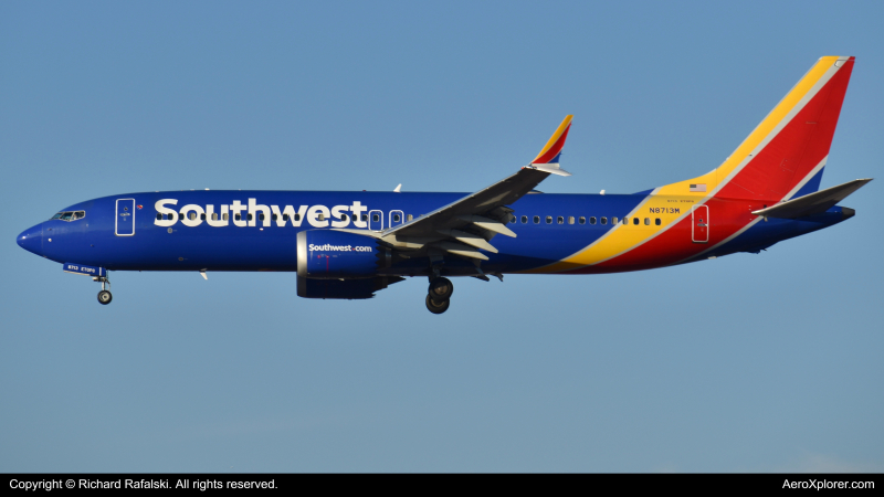 Photo of N8713M - Southwest Airlines Boeing 737 MAX 8 at PHX on AeroXplorer Aviation Database