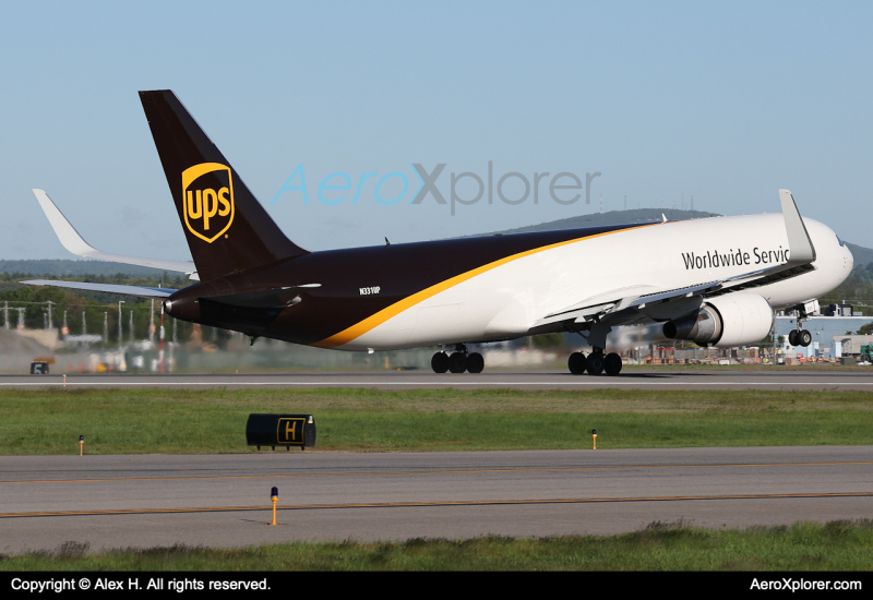 Photo of N331UP - United Parcel Service Boeing 767-300F at MHT on AeroXplorer Aviation Database