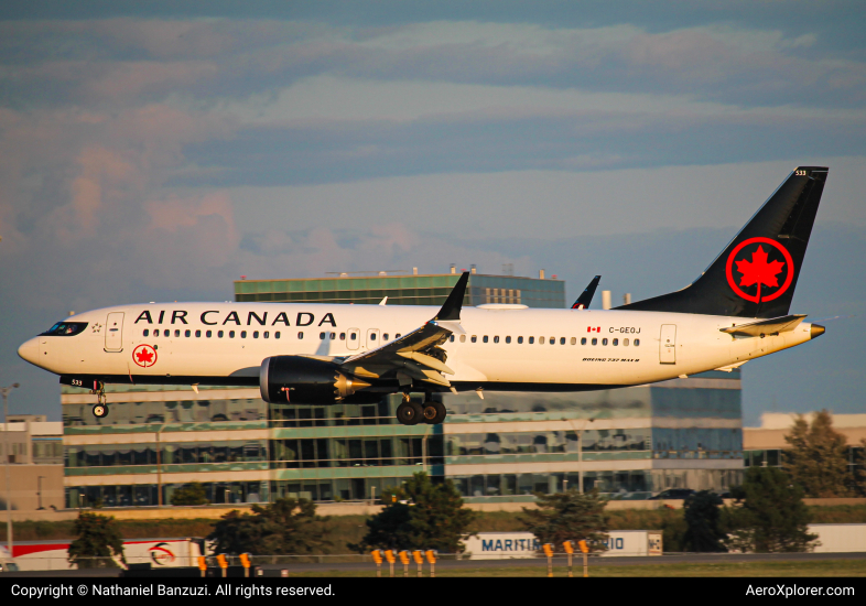 Photo of C-GEOJ - Air Canada Boeing 737 MAX 8  at YYZ on AeroXplorer Aviation Database