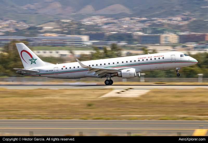 Photo of CN-RGR - Royal Air Maroc Embraer E190 at AGP on AeroXplorer Aviation Database