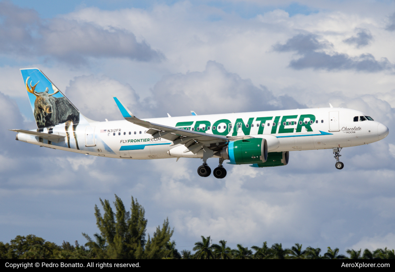 Photo of N312FR - Frontier Airlines Airbus A320NEO at FLL on AeroXplorer Aviation Database