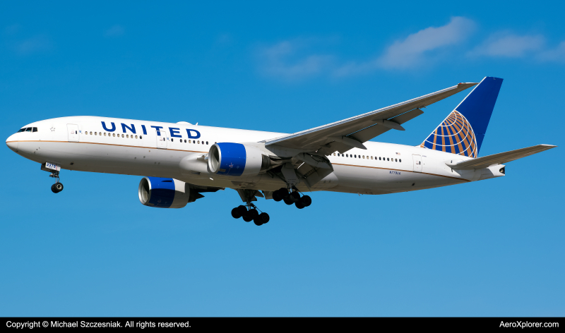 Photo of N779UA - United Airlines Boeing 777-200 at ORD on AeroXplorer Aviation Database