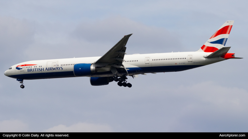 Photo of G-STBC - British Airways Boeing 777-300ER at GSP on AeroXplorer Aviation Database