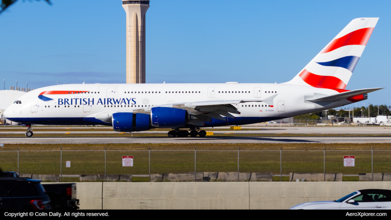 Photo of G-XLEA - British Airways Airbus A380-800 at MIA on AeroXplorer Aviation Database