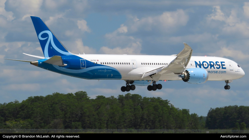 Photo of LN-FNC - Norse Airways Boeing 787-9 at MCO on AeroXplorer Aviation Database