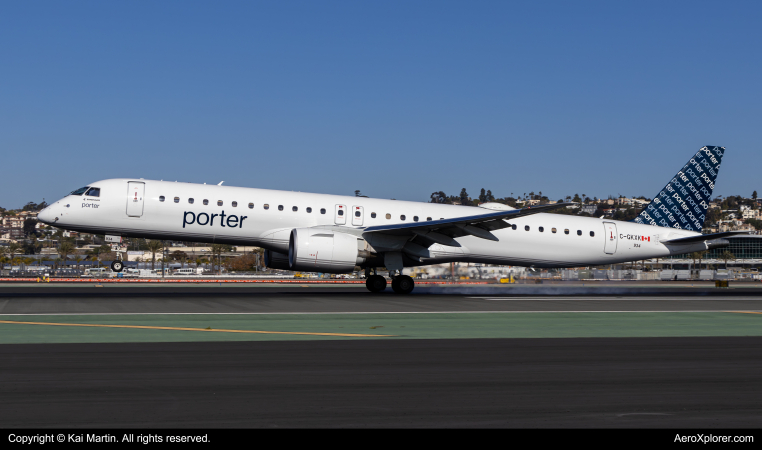 Photo of C-GKXK - Porter Airlines Embraer E195-E2 at SAN on AeroXplorer Aviation Database