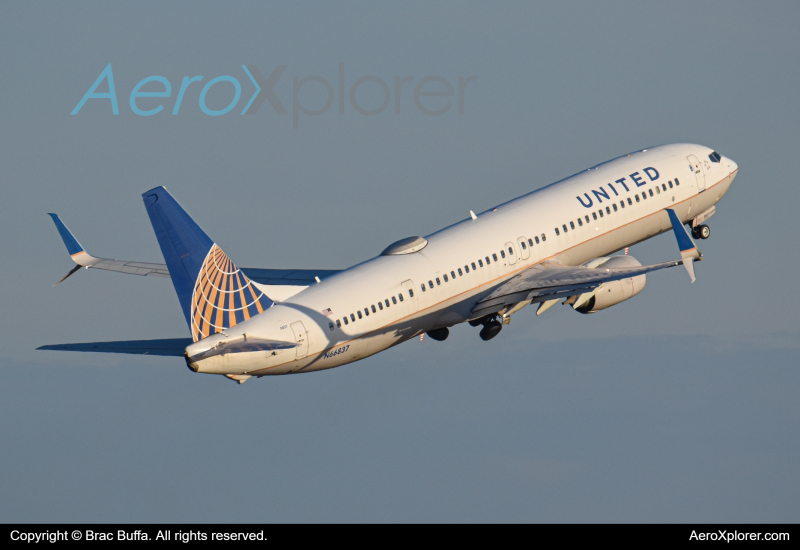 Photo of N66837 - United Airlines Boeing 737-900ER at BOS on AeroXplorer Aviation Database