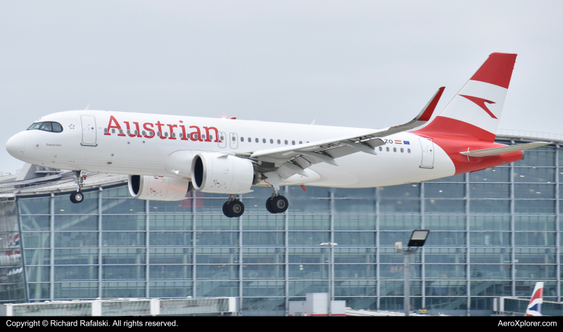 Photo of OE-LZO - Austrian Airlines Airbus A320NEO at LHR on AeroXplorer Aviation Database
