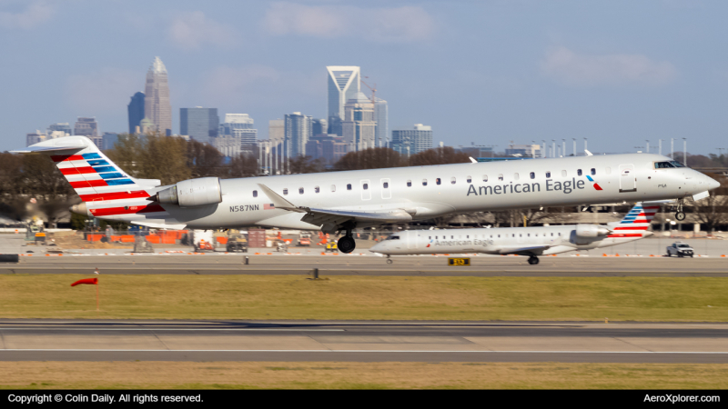 Photo of N587NN - American Eagle Mitsubishi CRJ-900 at CLT on AeroXplorer Aviation Database