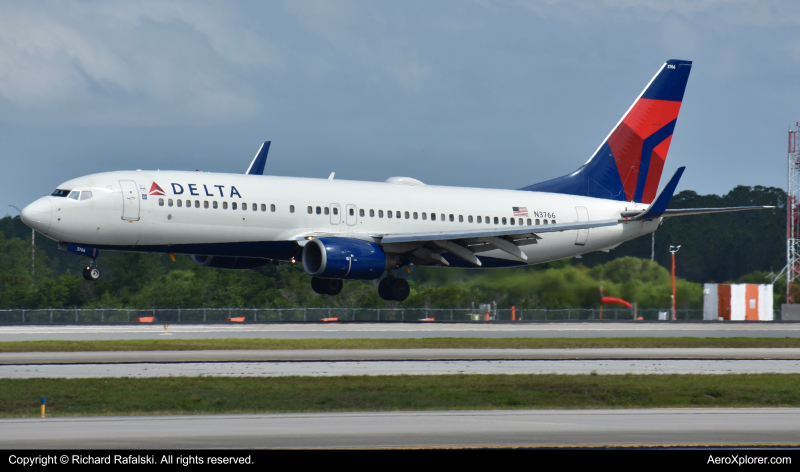 Photo of N3766 - Delta Airlines Boeing 737-800 at MCO on AeroXplorer Aviation Database