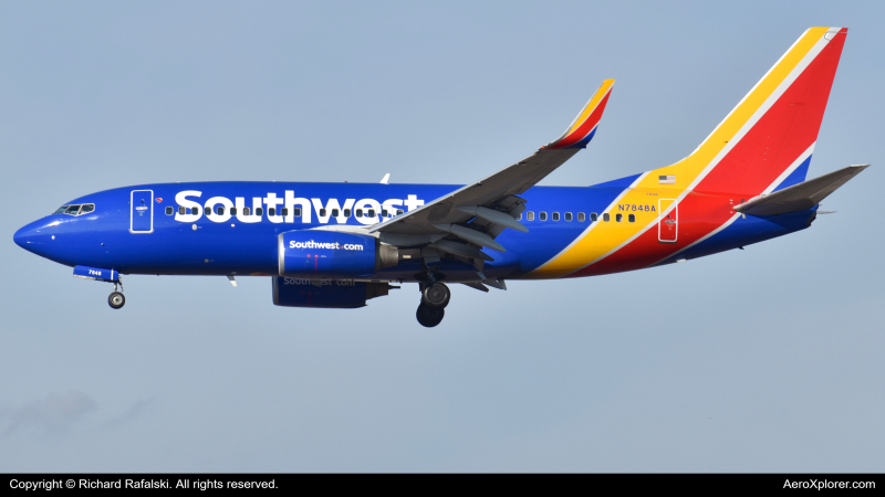Photo of N7848A - Southwest Airlines Boeing 737-700 at PHX on AeroXplorer Aviation Database