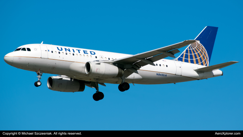 Photo of N843UA - United Airlines Airbus A319-131 at ORD on AeroXplorer Aviation Database