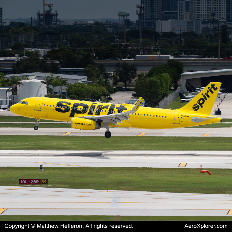 Photo of N650NK - Spirit Airlines Airbus A320 at FLL on AeroXplorer Aviation Database