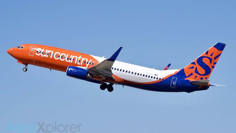 Photo of N831SY - Sun Country Airlines Boeing 737-800 at MSP on AeroXplorer Aviation Database