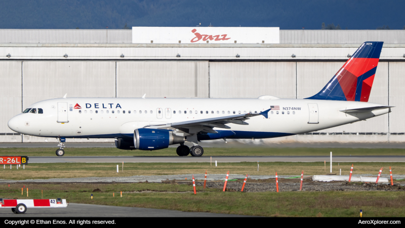 Photo of N374NW - Delta Airlines Airbus A320 at YVR on AeroXplorer Aviation Database