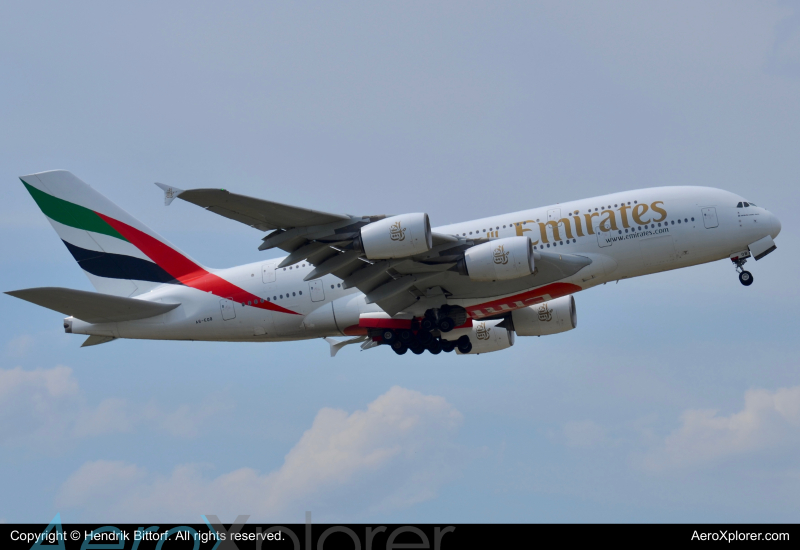 Photo of A6-EOB - Emirates A380 at DUS on AeroXplorer Aviation Database
