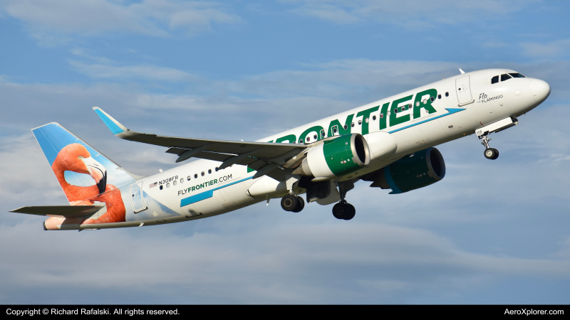 Photo of N308FR - Frontier Airlines Airbus A320NEO at MCO on AeroXplorer Aviation Database