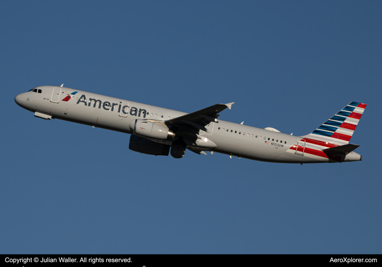 Photo of N553UW - American Airlines Airbus A321-200 at CLT on AeroXplorer Aviation Database