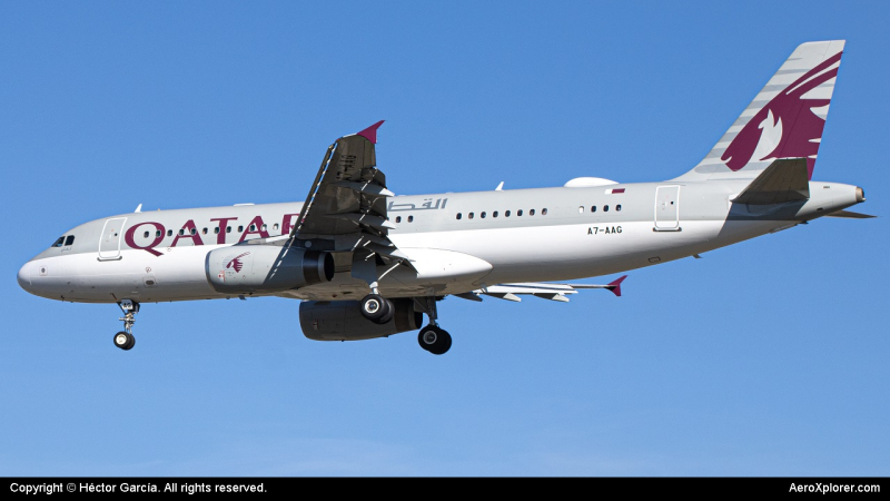 Photo of A7-AAG - Qatar Airways Amiri Flight  Airbus A320 at AGP on AeroXplorer Aviation Database